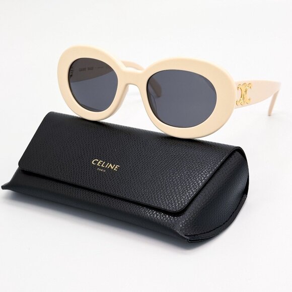NEW CL40312U 25A ROUND IVORY WOMEN SUNGLASSES CELINE - Picture 1 of 11